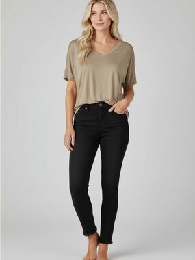 STS Blue | Ellie High Rise Skinny Jeans Black Ankle Raw Hem Size 28